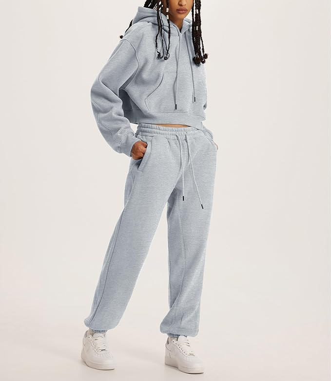 Women's 2pc Airport Outfits Casual Hoodie Fleece Tracksuit Sweatshirt Pullover Jogging Pants Pock... | Amazon (US)