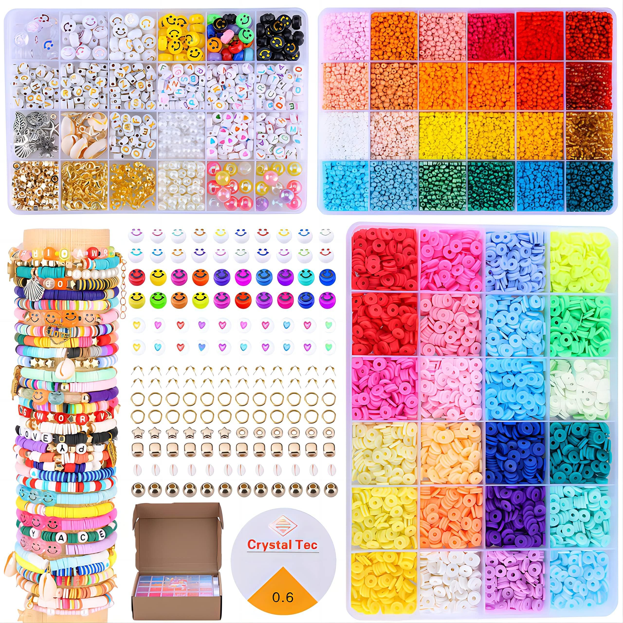 13000pcs Clay Beads for Friendship Bracelets Making Kit,48 Colors Polymer Clay Beads Kit & Glass ... | Amazon (US)