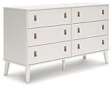 Signature Design by Ashley Aprilyn Contemporary 6 Drawer Double Dresser with Safety Stop, White | Amazon (US)
