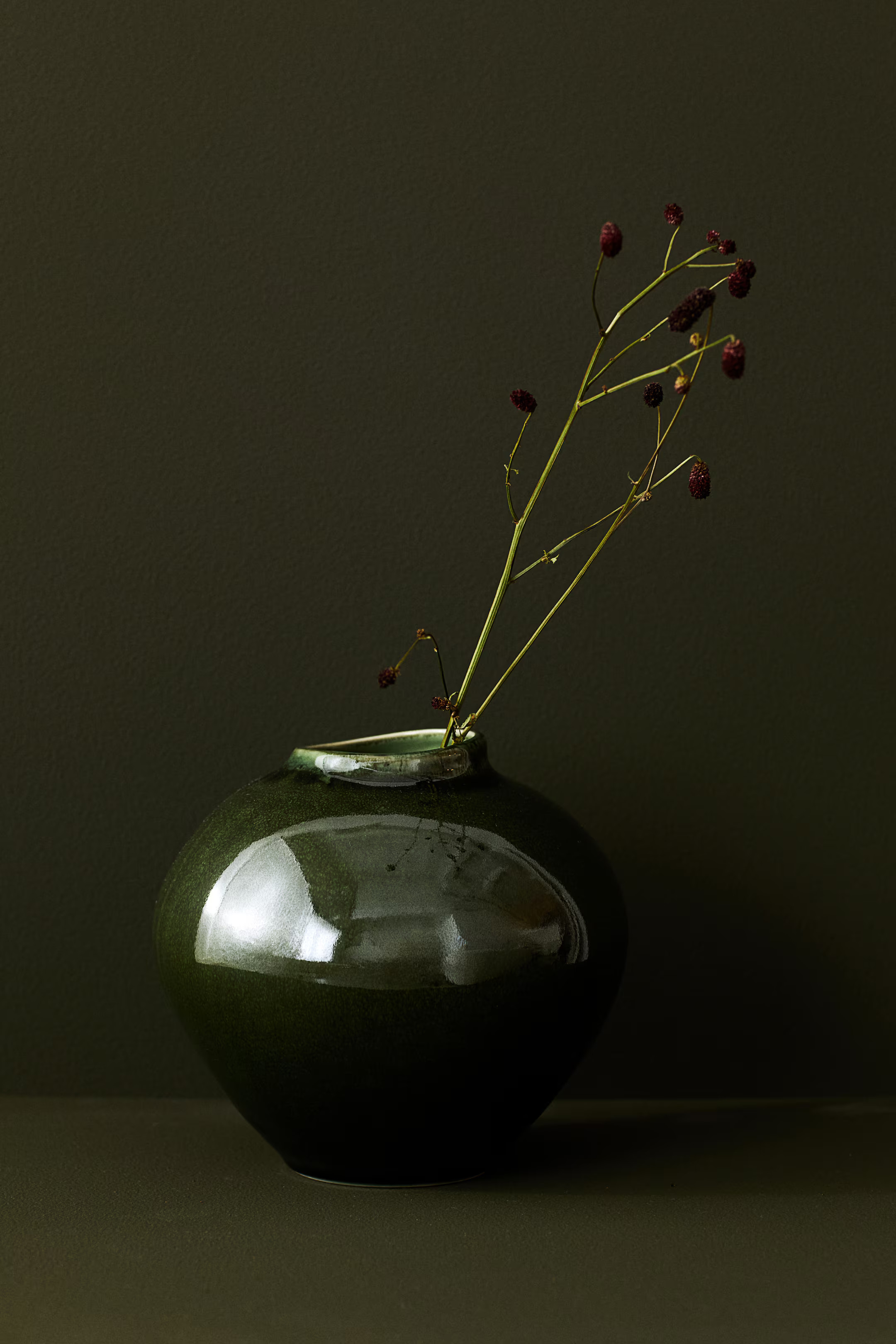 Irregular Stoneware Vase - Dark green  - Home All | H&M US | H&M (US + CA)