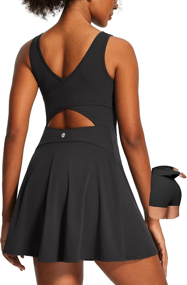 Heathyoga Athletic Dress for Women Easy Peasy Tennis Dress with Shorts Underneath Workout Active ... | Amazon (US)