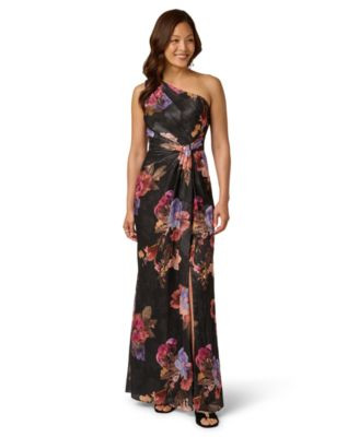 Women's Printed One-Shoulder Chiffon Ball Gown | Macy's