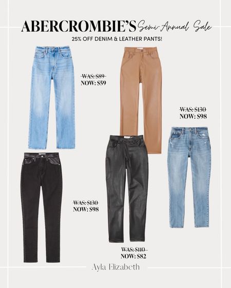 Abercrombies Semi- Annual sale is 25% off denim & leather pants! EXTRA 15% off with code DENIMAF

#LTKunder100 #LTKstyletip