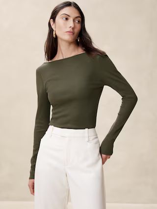 Ribbed Scoop-Back Top | Banana Republic (US)