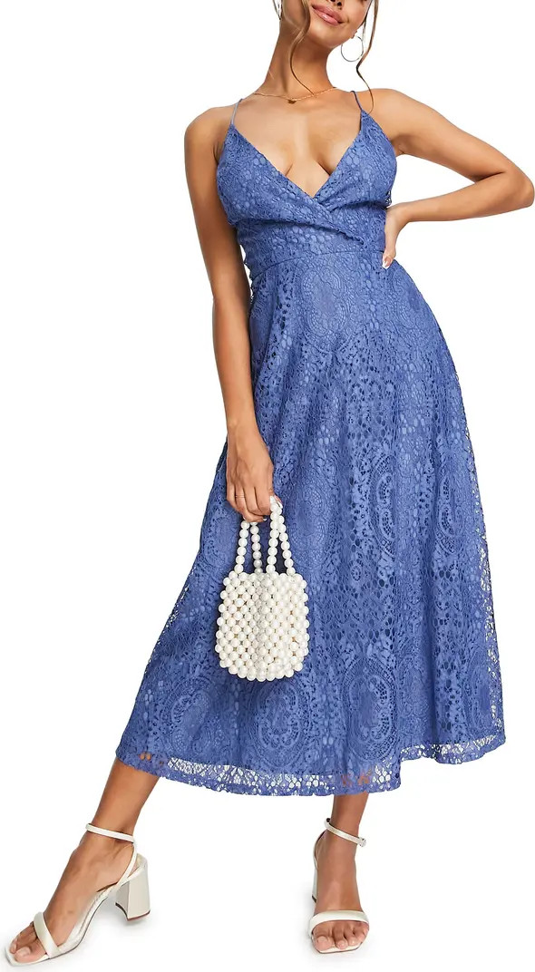 ASOS DESIGN Lace Overlay Midi Dress | Nordstrom | Nordstrom