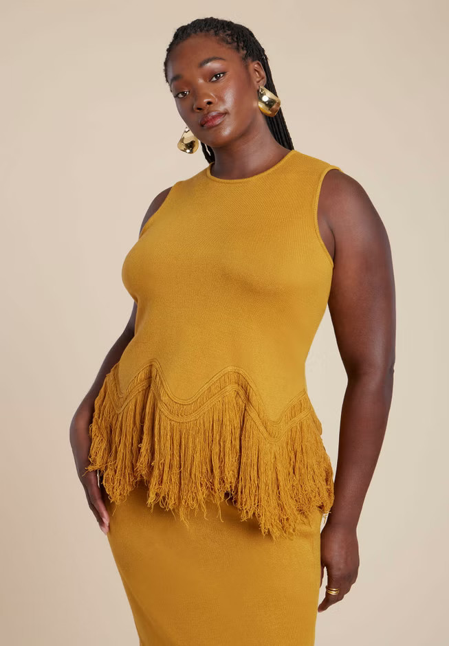 Fringe Hem Sweater Top | Eloquii