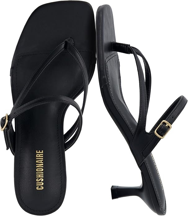 CUSHIONAIRE Madrid Kitten Heel Square Toe Women's Sandals - Comfortable Dressy Strappy Heels Sand... | Amazon (US)