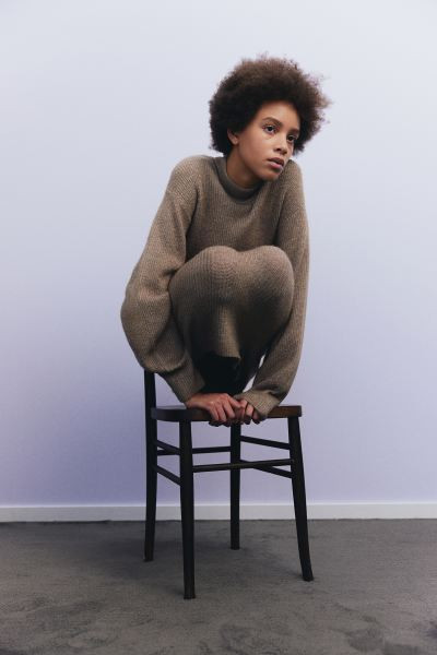 Knit Mock Turtleneck Dress - White - Ladies | H&M US | H&M (US + CA)