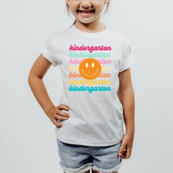 Kindergarten Back To School Kids Shirt for Girl, Kindergarten Grade Vibes Shirt, Boho Smiley Face... | Etsy (US)