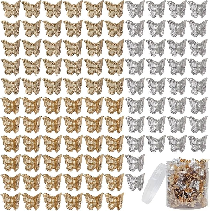 100 Pieces Assorted Color Butterfly Hair Clips, Beautiful Mini Butterfly Hair Clips Hair Accessor... | Amazon (US)