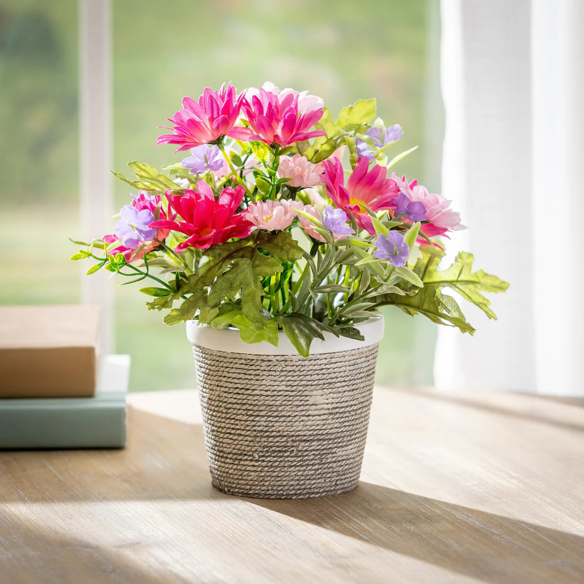 Artificial Floral Arrangement in Basket Table Décor, 9"H | Plow & Hearth