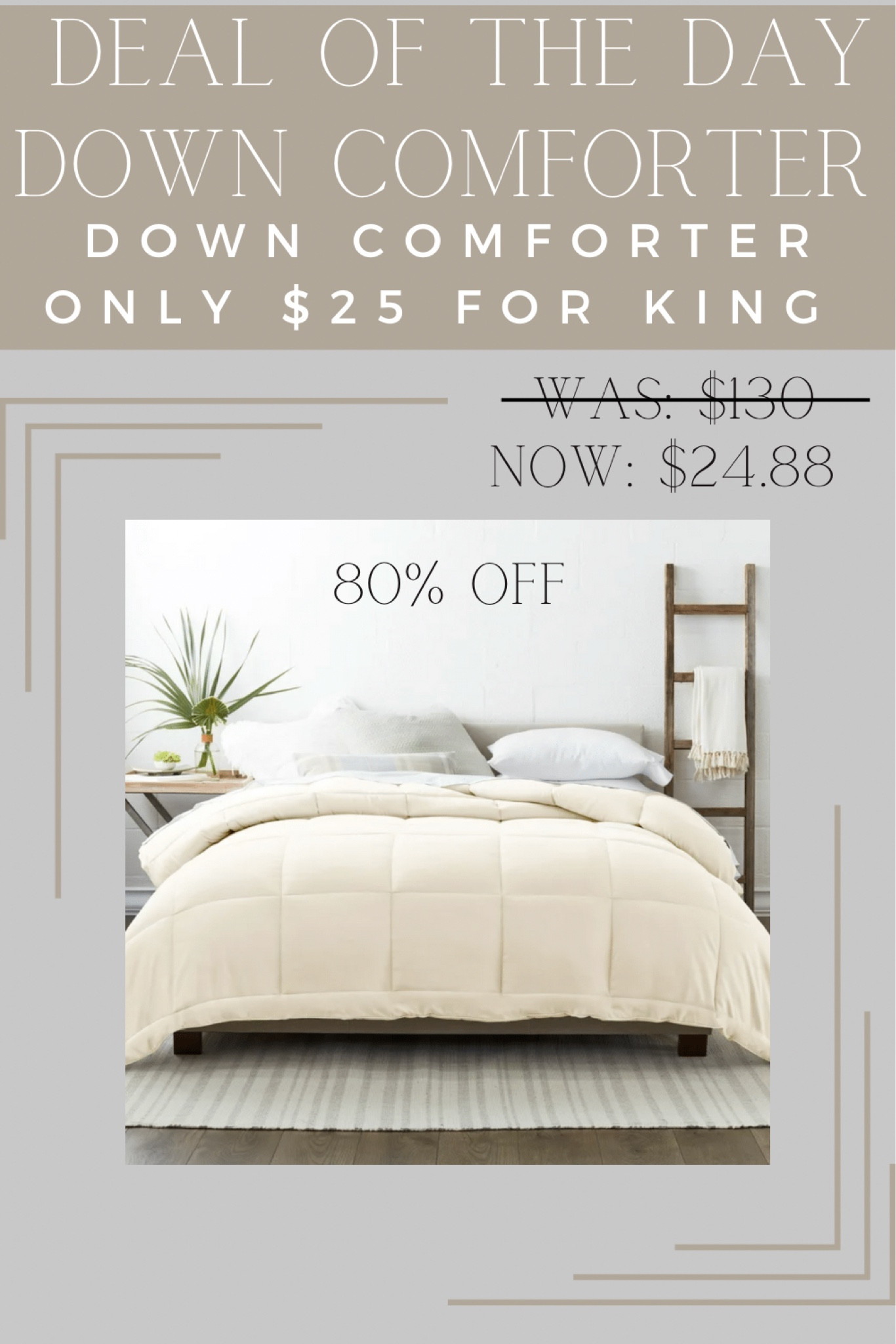 Deal of the day. Down comforter 80% off. King comforter, down comforter on sale, bedding, bedding on sale 

#LTKunder50 #LTKsalealert #LTKhome