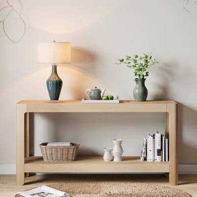 Mirod Natural Wood Console Table, 59" Modern Farmhouse Entryway Table with Solid Pine Legs & Wood Top | Wayfair North America