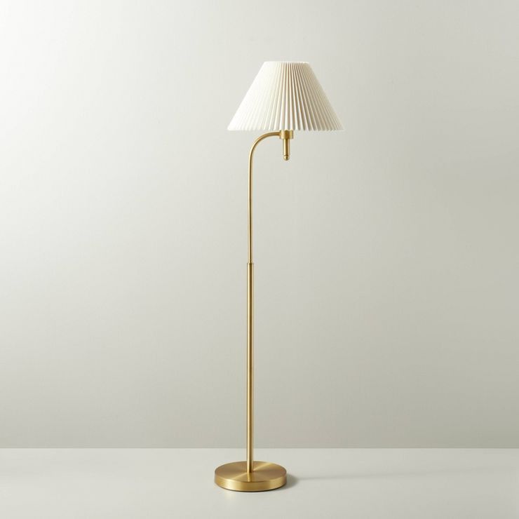 Pleated Shade Metal Floor Lamp Cream/Brass (Includes LED Light Bulb) - Hearth & Hand™ with Magn... | Target
