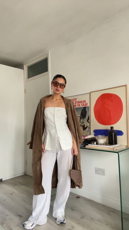 Pull and bear, H&m, Asics, Dior, Vehla, Arket, H&m, Massimo dutti, La redoute, Vestiaire collective, vintage finds, transitional outfit, transitional style, spring outfit, spring fashion, linen trousers, white trousers, bandeau top, white bustier top, brown trench coat, suede trench coat, Dior saddle bag, spring outfits, outfit ideas, style inspiration 

#LTKeurope #LTKSeasonal #LTKstyletip