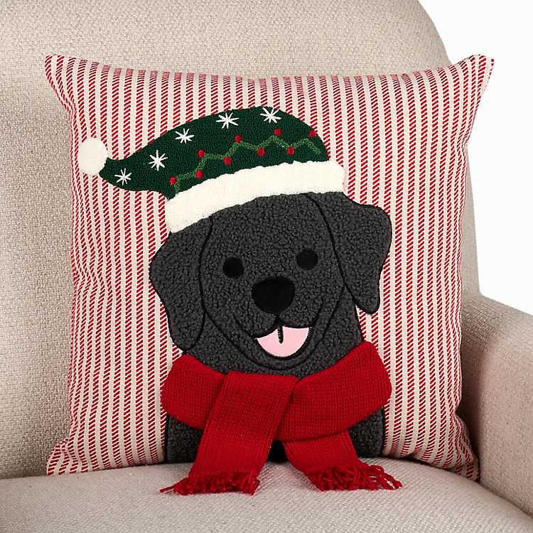 Black Lab with Scarf Pillow | Kirklands