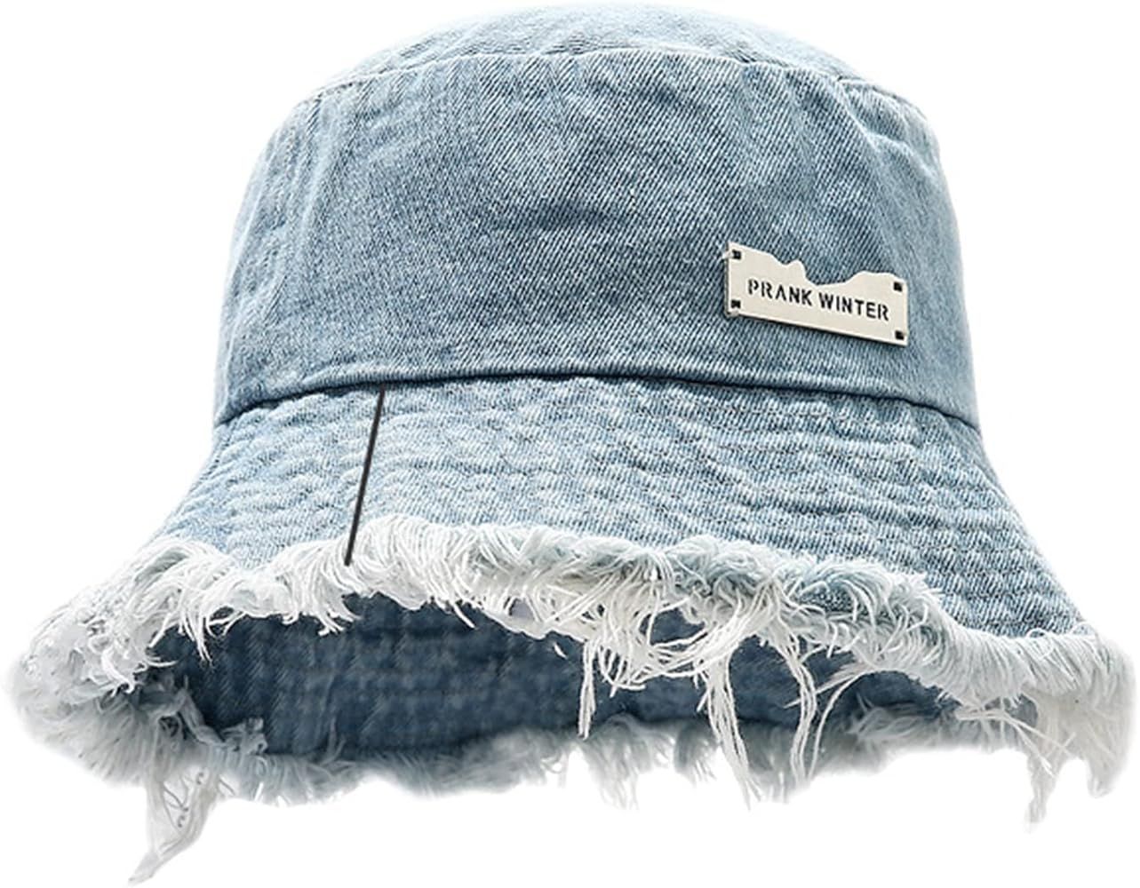 Distressed Fisherman Hat for Women Breathable Summer Bucket Hat Girl Sun Hat Washed Denim Hat Uni... | Amazon (US)
