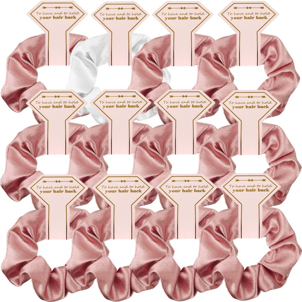 Satin Bridesmaid Scrunchies 12 pack Proposal Gifts Elastics Hair Ties Scrunchies Bachelorette Par... | Amazon (US)