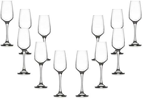 Lal Stemmed Champagne Glasses Set 7.75 Oz, Crystal Clear Flutes Set of (12) | Amazon (US)