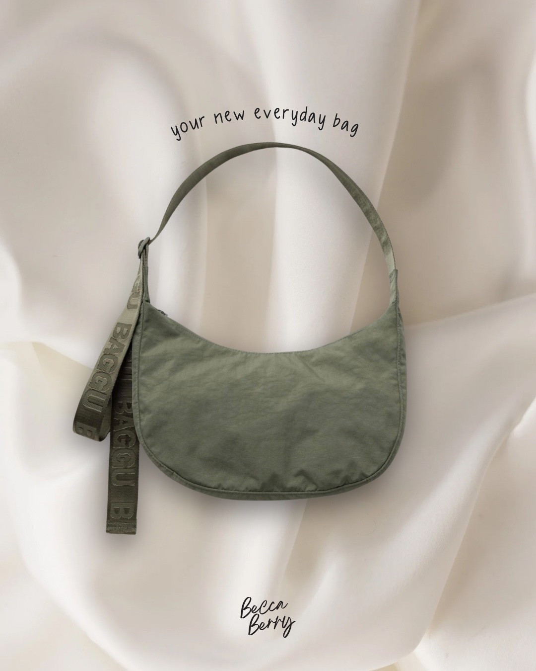 Meet my latest everyday bag obsession: the BAGGU Medium Nylon Crescent Bag in Caper. 

I love an accessory that adds a little color while still functioning like a neutral, and this earthy green is SO good for transitioning from summer into fall.

The medium size gives you room for more than just the basics, while the crescent shape and adjustable strap make it an easy hands-free option for errands, shopping, travel days, and everyday life.

I can already see Caper working with denim, black, cream, navy, burgundy, and all the cozy neutrals heading into fall.
Shop the BAGGU Medium Nylon Crescent Bag on my LTK — Rebecksley.

Save this one for later if you’re looking for a new everyday crossbody bag.

#LTKgrwm #LTKmorningroutine #LTKActive
