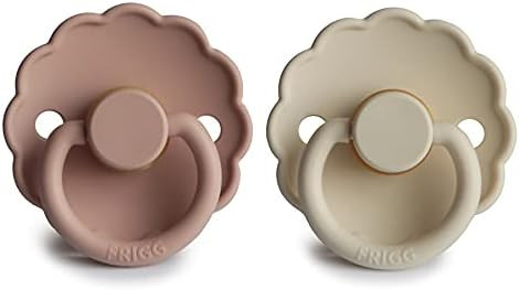 FRIGG Daisy Natural Rubber Baby Pacifier | Made in Denmark | BPA-Free (Blush/Cream, 0-6 Months) 2-Pa | Amazon (US)