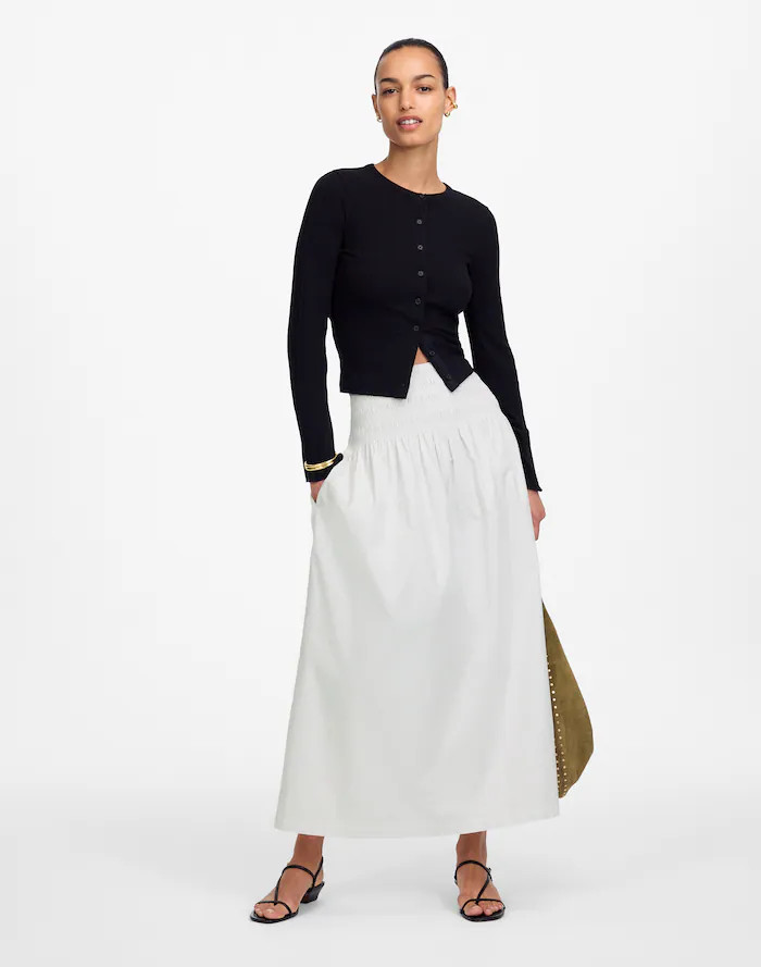 Smocked-Waist Poplin Midi Skirt | Madewell