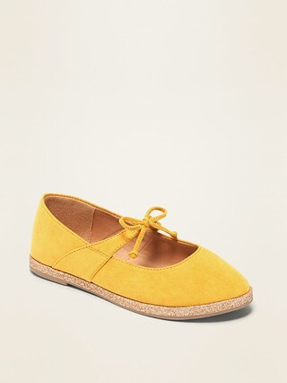 Faux-Suede Glitter-Trim Ballet Flats for Girls | Old Navy (US)