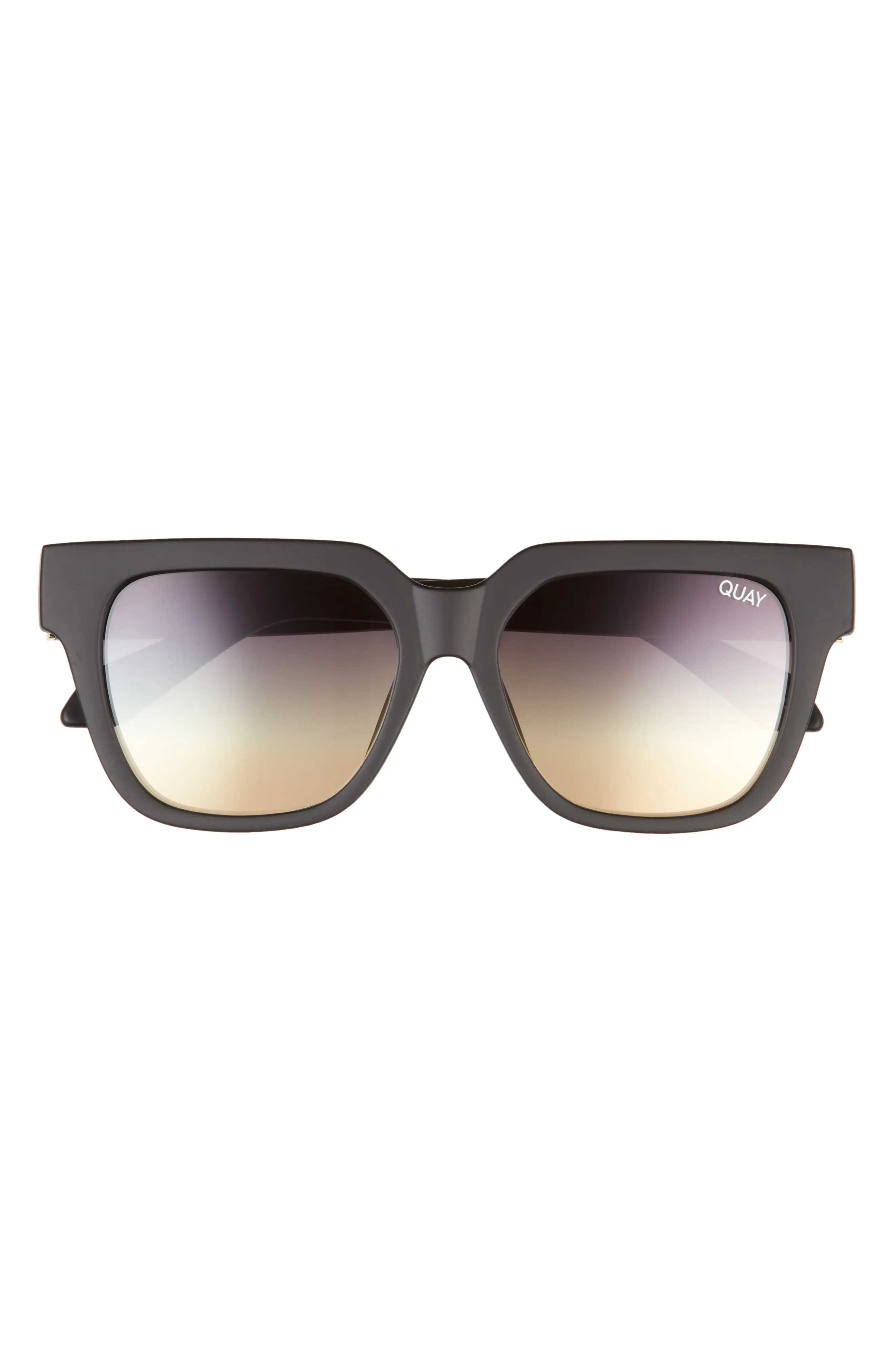 Quay Australia PSA 45mm Square Sunglasses in Matte Black /Black To Gold at Nordstrom | Nordstrom