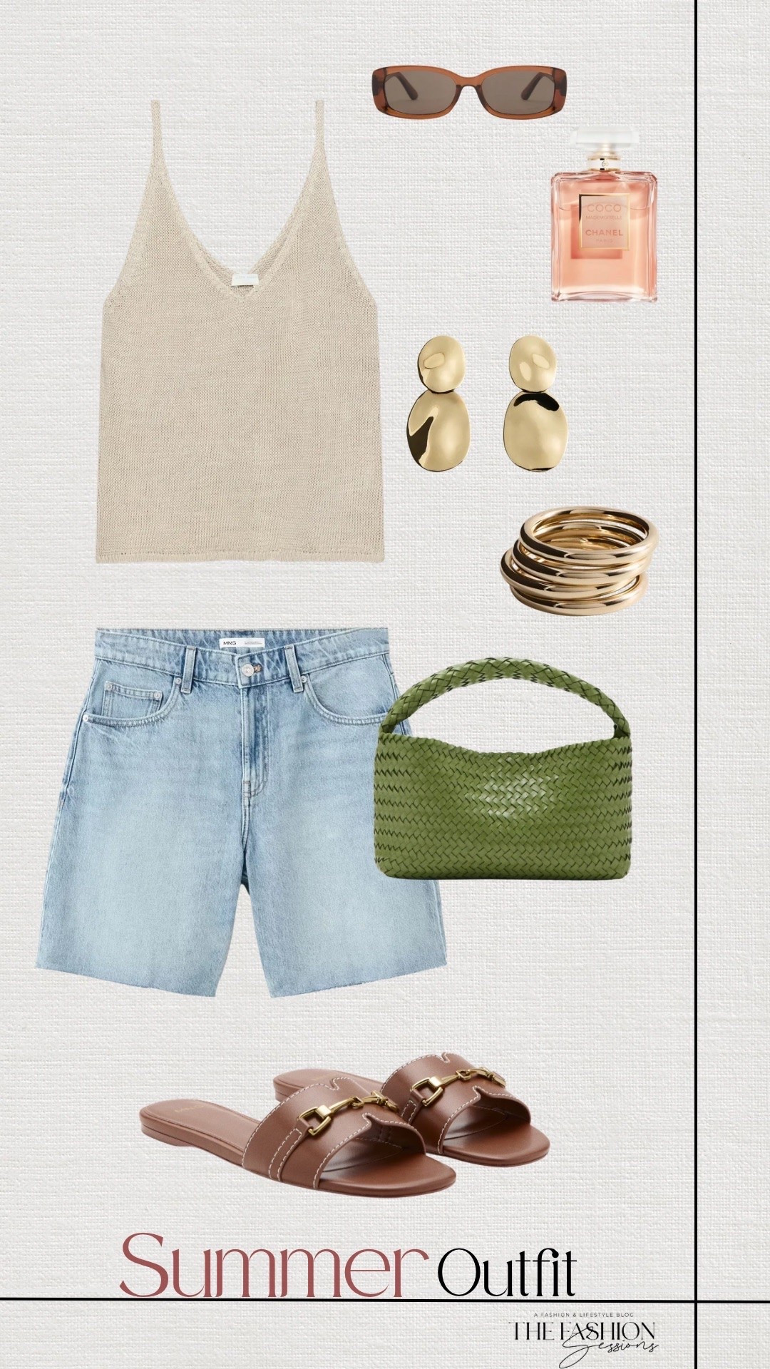 Summer Outfit | Knitted Top | Denim Shorts | Green Woven Bag | Brown Sandals

#LTKootd #LTKSeasonal