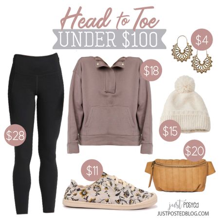 A cute, casual and cozy head to toe under $100 look! This pullover is available is so many colors and on sale for only $17.50! I love the quilted belt bag too! 

#LTKstyletip #LTKunder100 #LTKfit