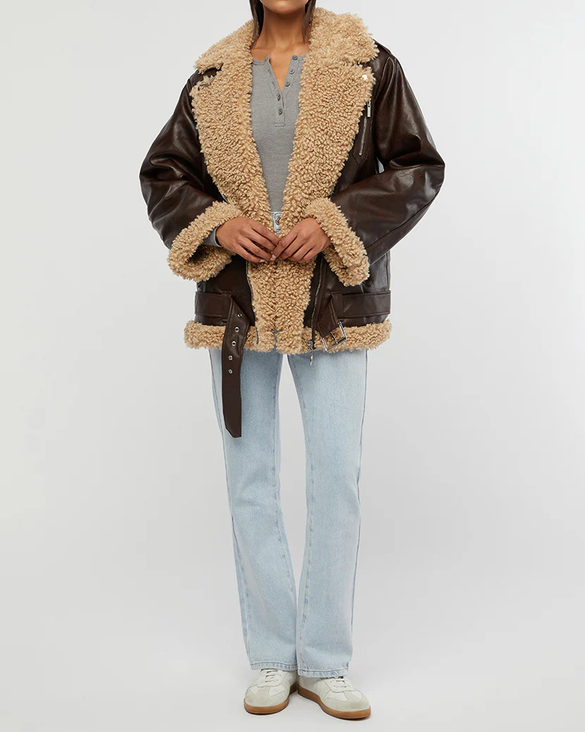 Oversized Faux Sherpa Moto Jacket | We Wore What