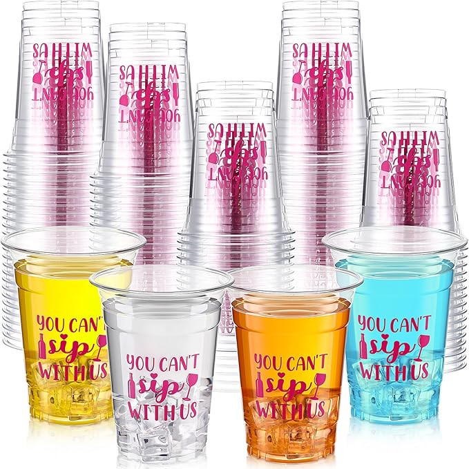 50 Pcs You Can't Sip with Us Cups Bulk 16 oz Clear Plastic Cups for Girls Night Bachelorette Favo... | Amazon (US)