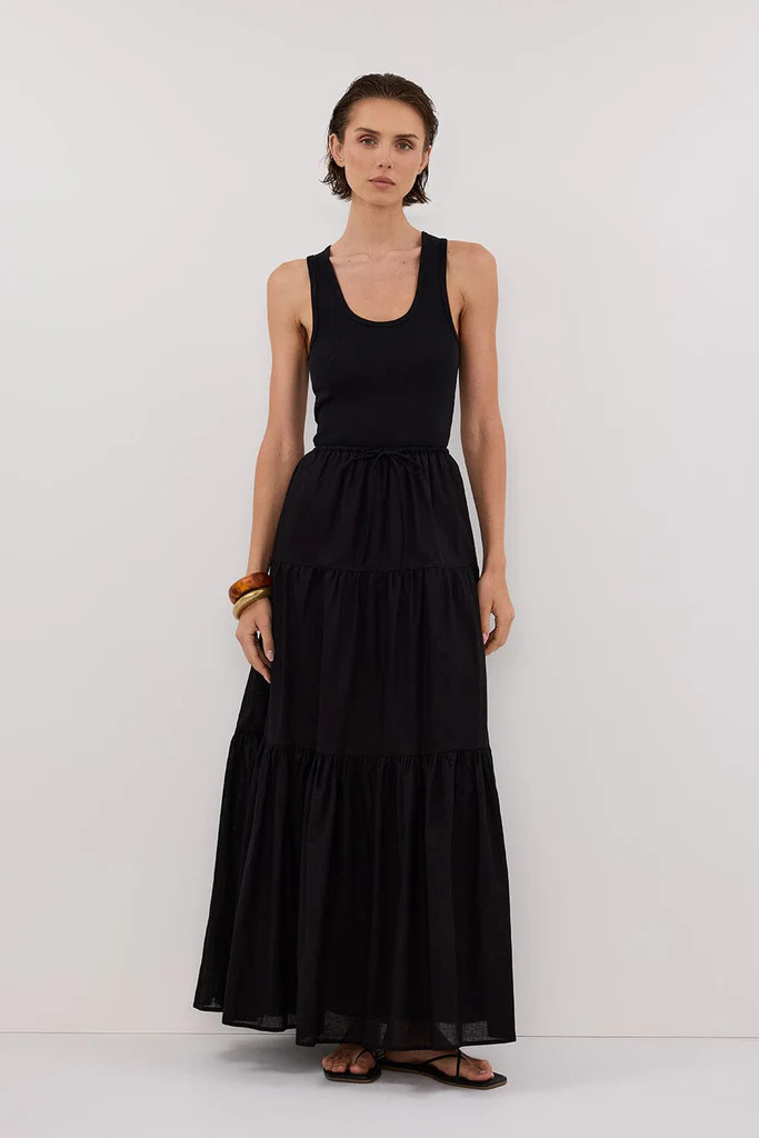 FLETCHER BLACK TIRERED MAXI SKIRT | DISSH