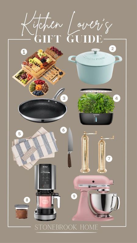 1.) Charcuterie board 2.) Enameled cast iron 3.) HexClad skillet 4.) Herb garden 5.) Pretty dish towels 6.) Nakano chef’s knife (link here: http://nakano-knives.com/stonebrook 20% off with CODE: STONEBROOK)  7.) Original European Brass Pepper Mill 8.) Ninja Creami icecream and gelato maker 9.) Kitchenaid Artisan series

#kitchengift #giftideas #bestgifts

Whether you're shopping for a seasoned chef or a budding foodie, the kitchen is a realm where culinary magic happens. And what better way to show your appreciation for the kitchen enthusiasts in your life than with gifts that elevate their cooking experiences?

#LTKCyberWeek #LTKGiftGuide #LTKhome
