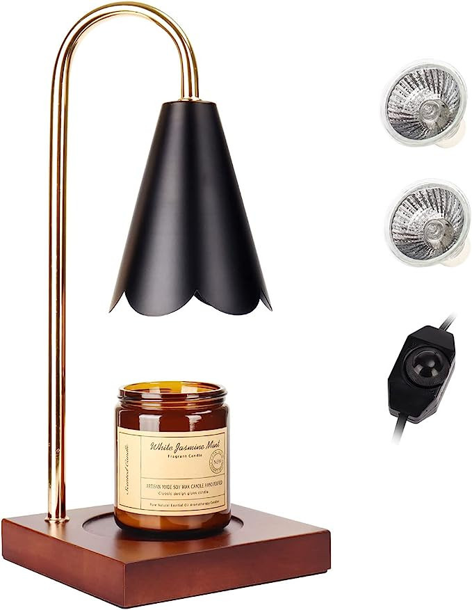 Creatart Candle Warmer Lamp for Jar Candles Electric Candle Top Warmer Light with 2 Bulbs Wood Ba... | Amazon (US)