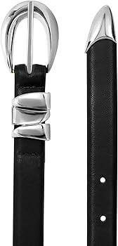 XZQTIVE Women's Skinny Leather Belts Ladies Thin Waist Belts for Jeans Dress Pants Trendy Black B... | Amazon (US)
