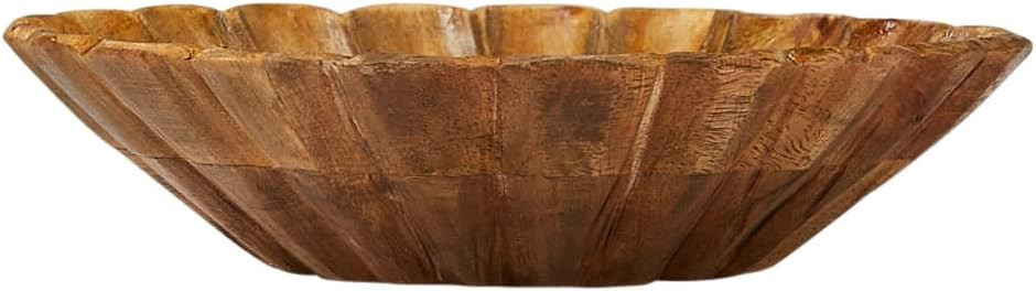 Creative Co-Op Boho Carved Wood Scalloped Edge, Natural Decorative Bowl | Amazon (US)