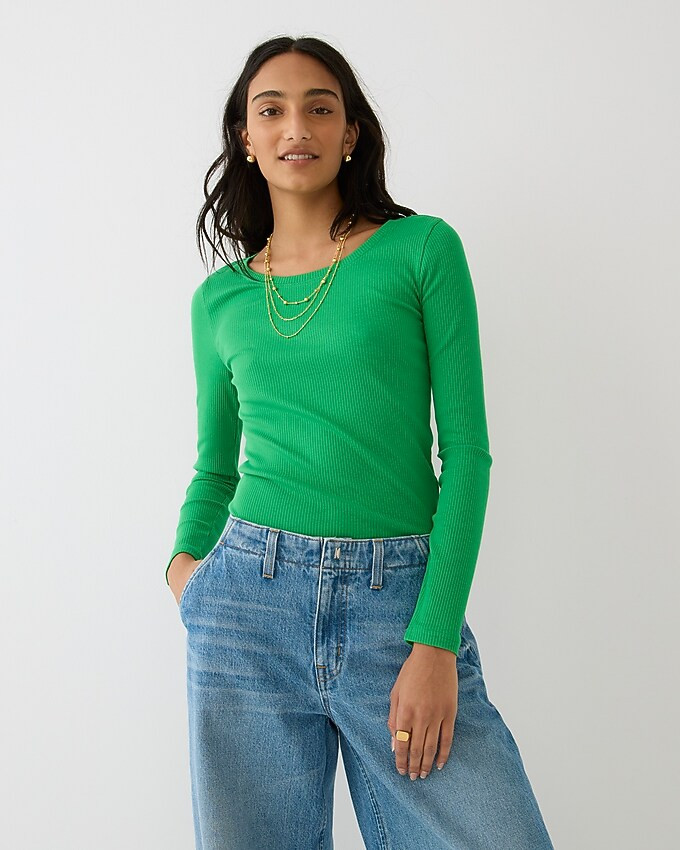 Long-sleeve crewneck T-shirt in vintage rib | J. Crew US