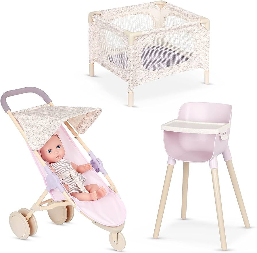 Babi by Battat – Doll Nursery Playset Playpen, High Chair,Jogger Stroller Accessories 14-inch B... | Amazon (US)