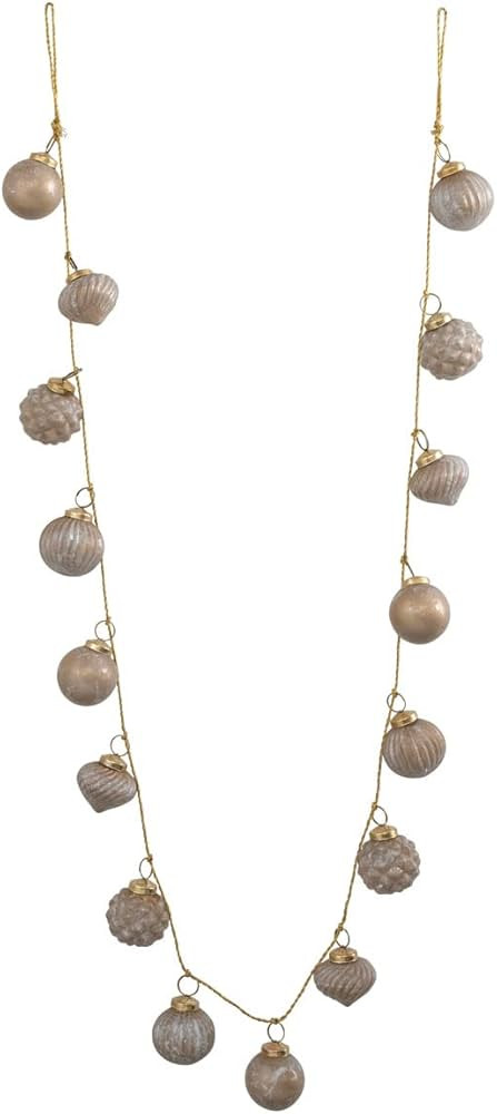 Creative Co-Op Embossed Mercury Glass Ball Ornament Garland, Marbled Taupe (72 Inch) | Amazon (US)
