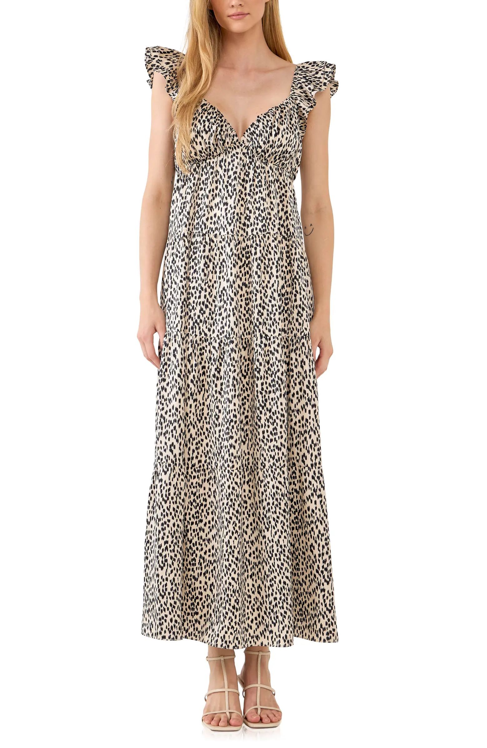 Animal Sweetheart Tiered Maxi Dress | Nordstrom