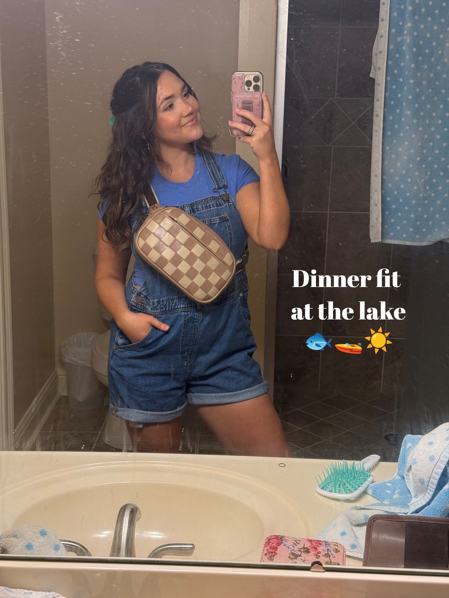 Medium in overalls! I rolled them up for this look! Bag: use code “devin20"

#LTKSummerEdit