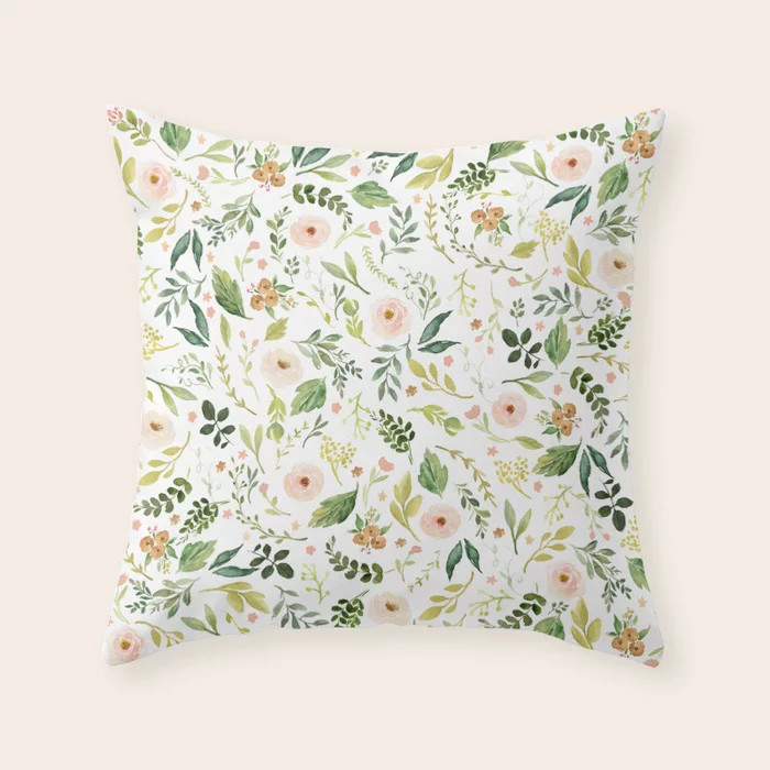 Botanical Spring Flowers Throw Pillow | Society6