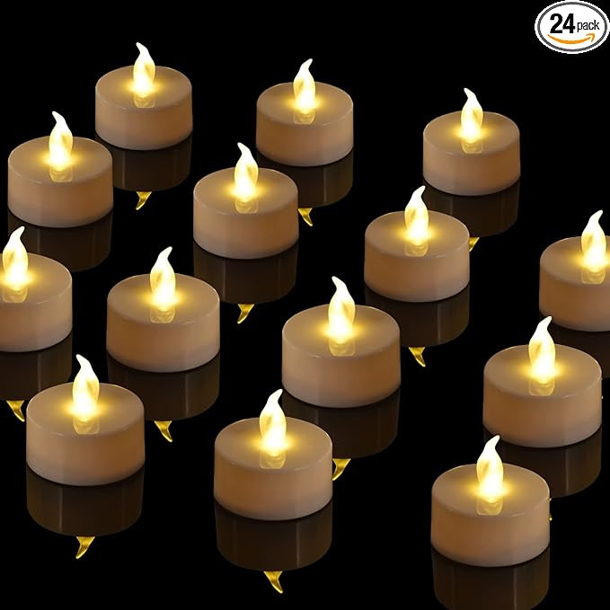 Tea Lights, Flameless LED Candles Flickering Warm Yellow 200 Hours Battery-Powered Tea Light Cand... | Amazon (US)