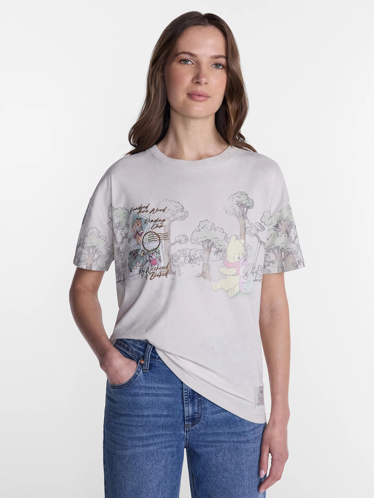 Winnie the Pooh Women's Printed Embroidered Tee with Short Sleeves, Sizes XXS-4X - Walmart.com | Walmart (US)