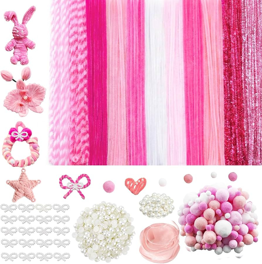 X Hot Popcorn 721 Pcs Pipe Cleaners Pink Pipe Cleaners Craft Chenille Stems Craft Supplies for Ma... | Amazon (US)