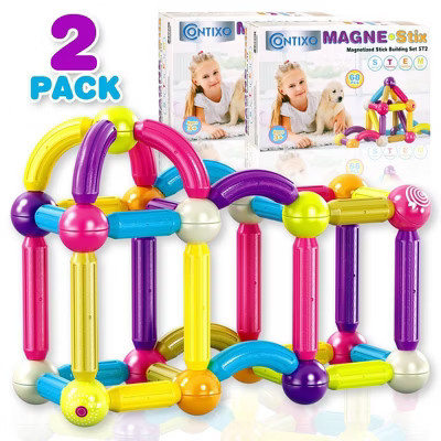 Contixo ST2-2packs Kids Magnetic Stix Stick, 68 PCS 3D STEM Building Blocks Construction Set, Educational Toy for Boys & Girls Ages 3+ | Target