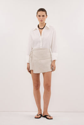 RENNA NATURAL WRAP LINEN SKORT | DISSH