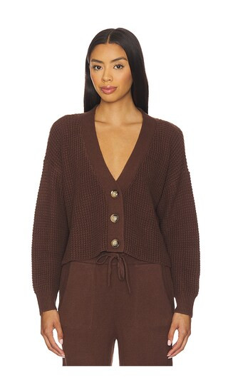 Recycled Sweater Cropped Cardigan in Chocolate | Revolve Clothing (Global)