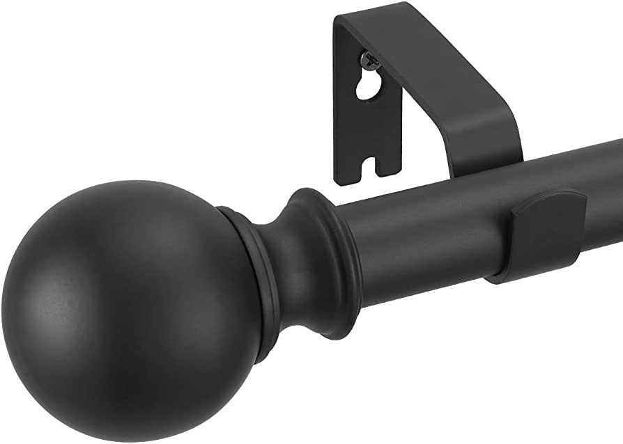 YuMierle 1 Inch Industrial Curtain Rods, 72-144" Window Treatment Curtain Rod with Ball Finials, Bla | Amazon (US)